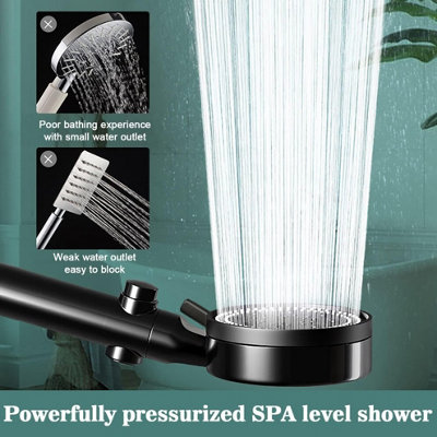Black 5 Functions Shower Head with Handheld High Pressure-Full Body ...