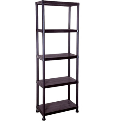 Black 5 Tier Plastic Shelving Unit Storage Racking Shelves Garage Warehouse Shed