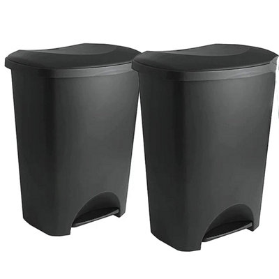 Black 50 Litre Soft Closing Metallic Home Kitchen Office Airtight Pedal Bin - 3
