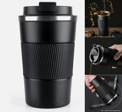 Black 510ml Insulated Stainless Steel Travel Mug with Leakproof Lid