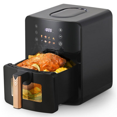 Black 5L Digital Air Fryer with Timer,Non-Stick Removable Basket