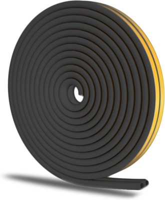Black 5m Rubber Seal Strip Draught Excluder Sticky Foam Insulation Tape Door Window