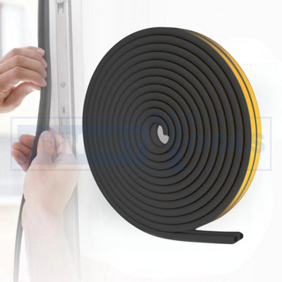 Black 5m Rubber Seal Strip Draught Excluder Sticky Foam Insulation Tape Door Window - 4