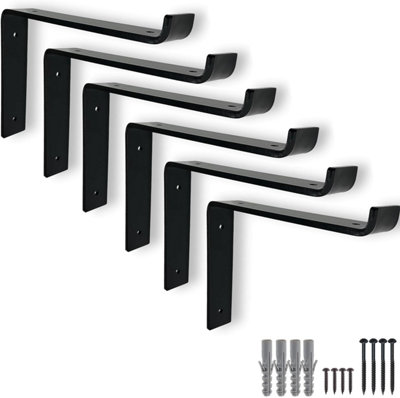 Black 6 Pcs Heavy Duty Down Shelf Brackets for Scaffold Board Shelving