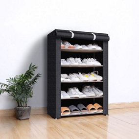 Black 6-Tier Dustproof Shoe Cabinet