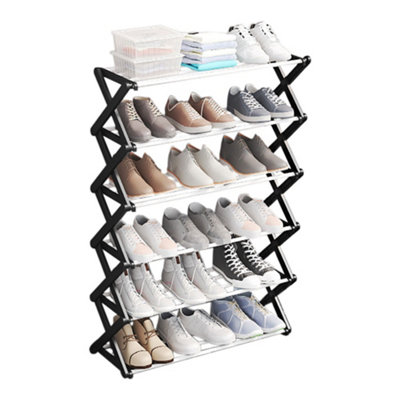 Shoe Rack Organizer 6 Tier Bamboo store Solid Wood for 24 Pair Boots w/ Storage Box