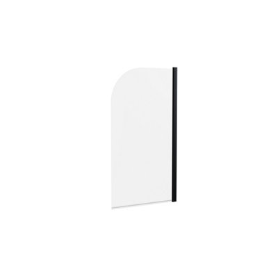 Black 6mm Toughened Safety Glass Straight Reversible Bath Screen