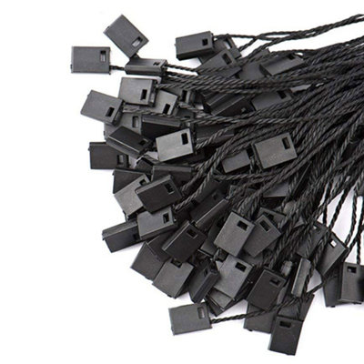 Black 7 Inch Nylon String Hang Tag with Snap Lock Pin, 100pcs
