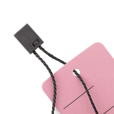 Black 7 Inch Nylon String Hang Tag with Snap Lock Pin, 100pcs