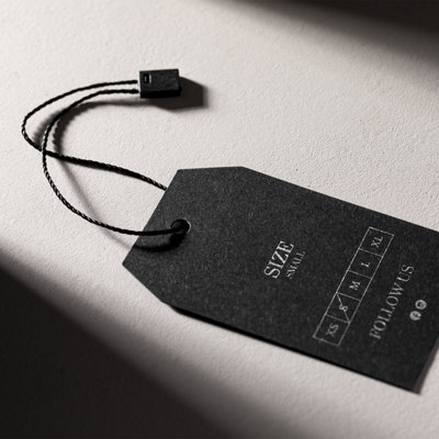 Black 7 Inch Nylon String Hang Tag with Snap Lock Pin, 100pcs