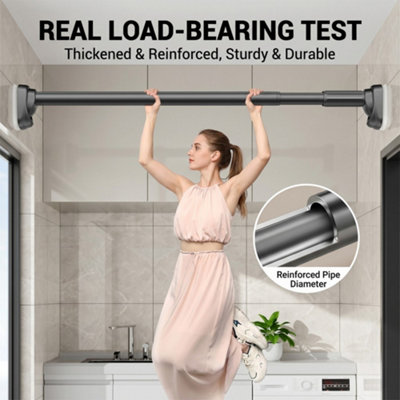 Black 70 to 120CM Heavy Duty Extendable Shower Curtain Rail Rod ...