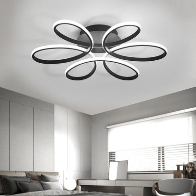 Black 74cm 1 Light Curved Linear Acrylic Flush Mount LED Cool White Ceiling Light Fixture