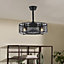 Black 8 Blade Industrial Metal  Ceiling Fan Lights with Remote Control 3 speed Adjustable  20.1 Inch
