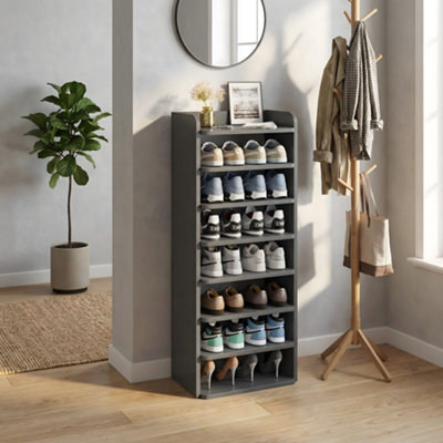 Black 8-tier Simple Household Shoe Rack with Layered Dividers for ...
