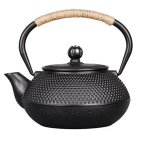 Black 800ml Stovetop Tetsubin Teapot Japanese Style Cast Iron Kettle Tea Pot