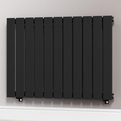 Black 832 x 600 mm Modern Vertical Flat Panel Designer Radiator Single Panel Radiator Heater