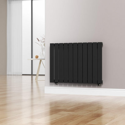 Black 832 x 600 mm Modern Vertical Flat Panel Designer Radiator Single ...
