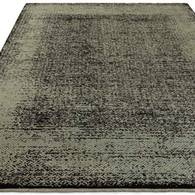 Black Abstract Modern Bordered Rug for Living Room and Bedroom-200cm X 290cm