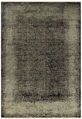 Black Abstract Modern Bordered Rug for Living Room and Bedroom-200cm X 290cm
