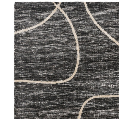 Black Abstract Modern Easy to clean Rug For Bedroom & Living Room-120cm X 170cm