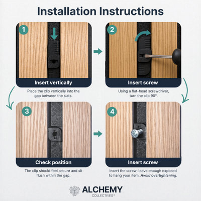 Black Acoustic Wall Panel Clips (4 Pack)