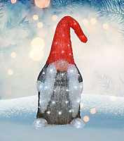 Black Acrylic Gonk Christmas Light Figurine 60 Bright White LEDs Xmas Gnome 44cm