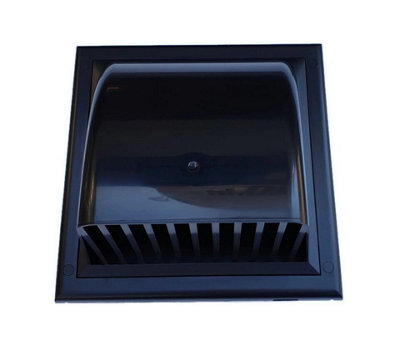 Black Air Vent Grille 190mm x 190mm / 100mm with Gravity Flap