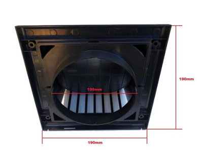 Black Air Vent Grille 190mm x 190mm / 100mm with Gravity Flap - 7