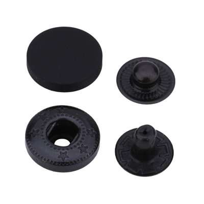 Black Alloy Cap S spring Press Stud Rivets 4 Part - 10mm
