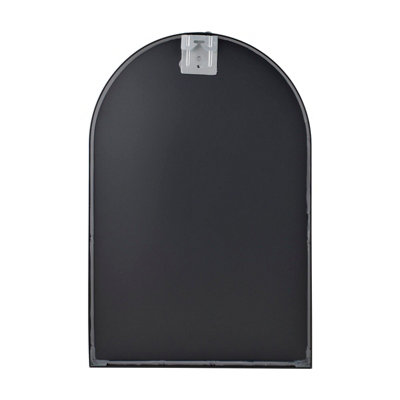 Black Aluminium Alloy Arched Bathroom Mirror HD Float Glass Wall Mount Vanity Mirror 50x80cm