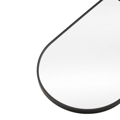 Black Aluminium Alloy Arched Bathroom Mirror HD Float Glass Wall Mount Vanity Mirror 50x80cm
