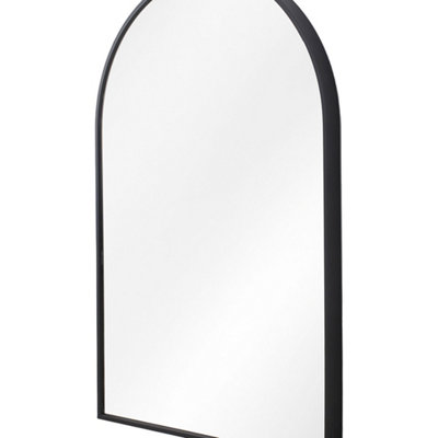 Black Aluminium Alloy Arched Bathroom Mirror HD Float Glass Wall Mount Vanity Mirror 50x80cm