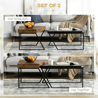 Black and brown double coffee table set, can be used alone or in combination