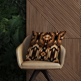 Black And Brown Intricate Pattern Outdoor Cushion 60cm x 60cm