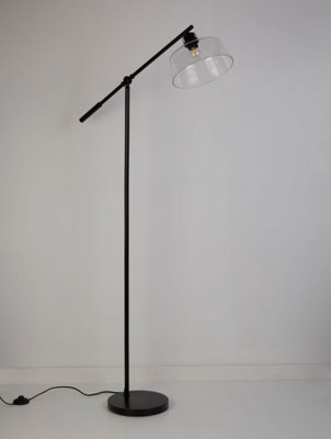 BLACK AND CLEAR GLASS DOME FLOOR LAMP