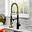 Black and Golden Swivel Kitchen Tap Mixer Tap with Pull Down Sprayer and Pot Filler