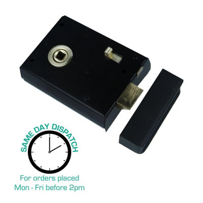 Black And Polished Brass Rim Latch With Snib Dead Lock 100Mm