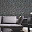 Black and Silver Slate Stone Effect Wallpaper Fine Decor FD31291