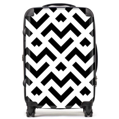 Black And White Abstract Pattern Suitcase - Medium
