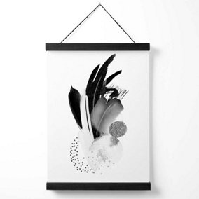 Black and White Abstract Watercolour Shapes Medium Poster with Black Hanger