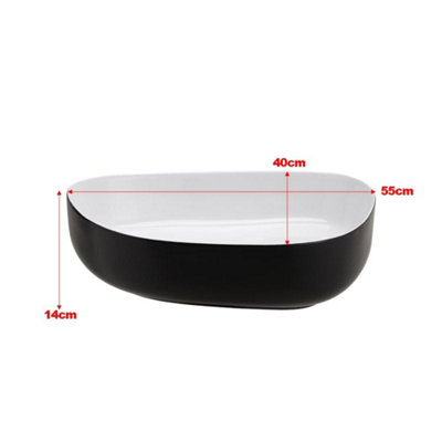 Black and White  Irregular Ceramic Countertop Basin Bathroom Sink W 550mm x D 400mm