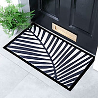 Black and White Palm Indoor & Outdoor Doormat - 70x40cm