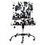 Black and White Spots Velvet Upholstered Ergonomic Home Office Chair with 5 Claw Metal Legs