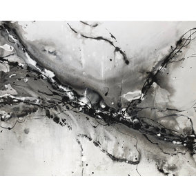 Black and White Velocity Abstract Large Original ethereal abstract art.