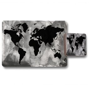 Black and white world map (Placemat & Coaster Set) / Default Title