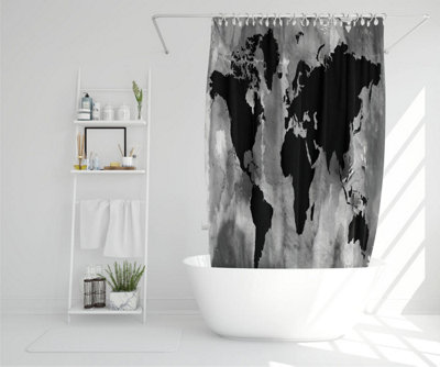 Black and white world map (Shower Curtain) / Default Title