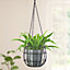 Black and Zinc Contemporary Hanging Summer Indoor Garden Planter Outdoor Plant Pot Flower Pot