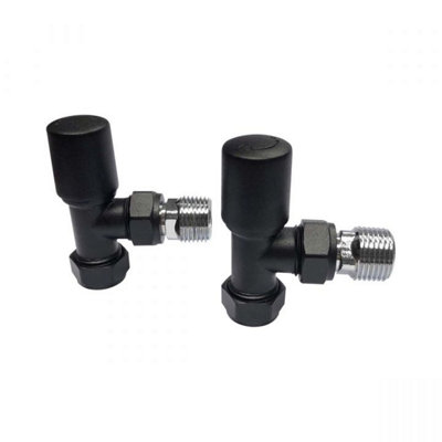 Black Angled Radiator Valves Manual - Pair