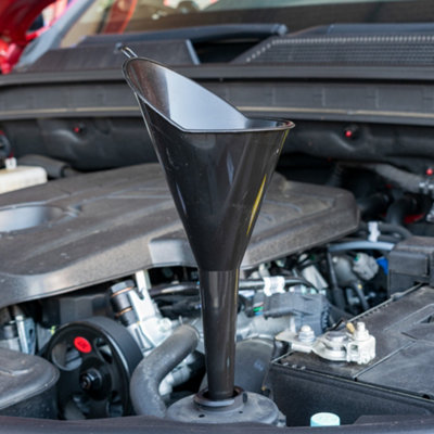 Black Angled-Top Fuel Funnel with Mesh Filter for Cleaner, Easier ...
