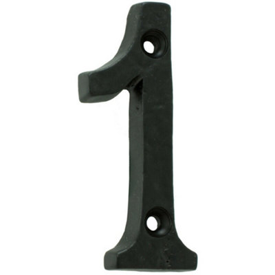 Black Antique Door Number 1 78mm Height 8mm Depth Iron Face Numeral 